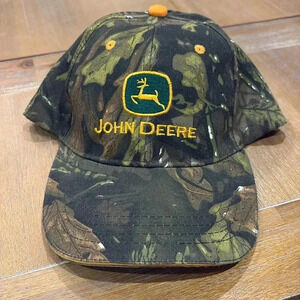 John Deere Green Camo Hat Adjustable Strap on Back